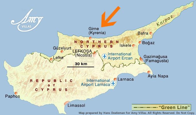 kyrenia cypern karta Cyprus map zypern karte political royalty ...