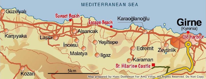 Map Of Kyrenia North Cyprus | Map Of West